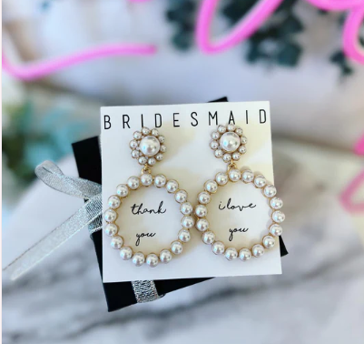 Bridal Party Pearl Statement Earrings Bridesmaid Gifts Boutique