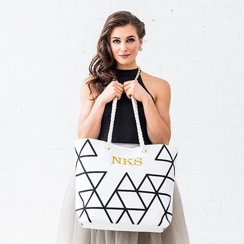 Geometric Personalized Tote Bag - Bridesmaids Gifts - Bridesmaid Gifts  Boutique