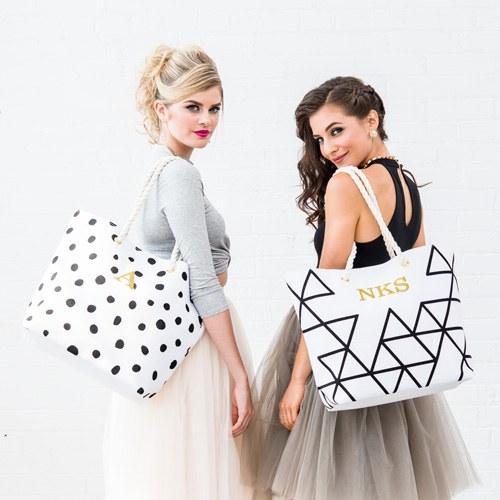 Geometric Personalized Tote Bag - Bridesmaids Gifts - Bridesmaid Gifts  Boutique