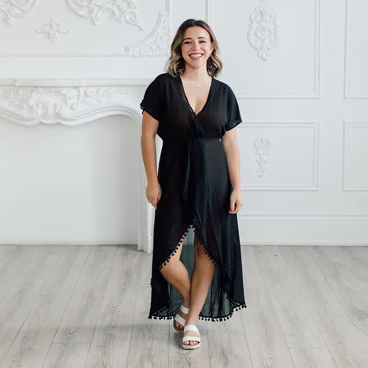 sheer beach dress cover up Black boohoo Sheer Mesh Cape Beach Dress
