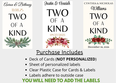 Two of a Kind Playing Card Reception Favors
