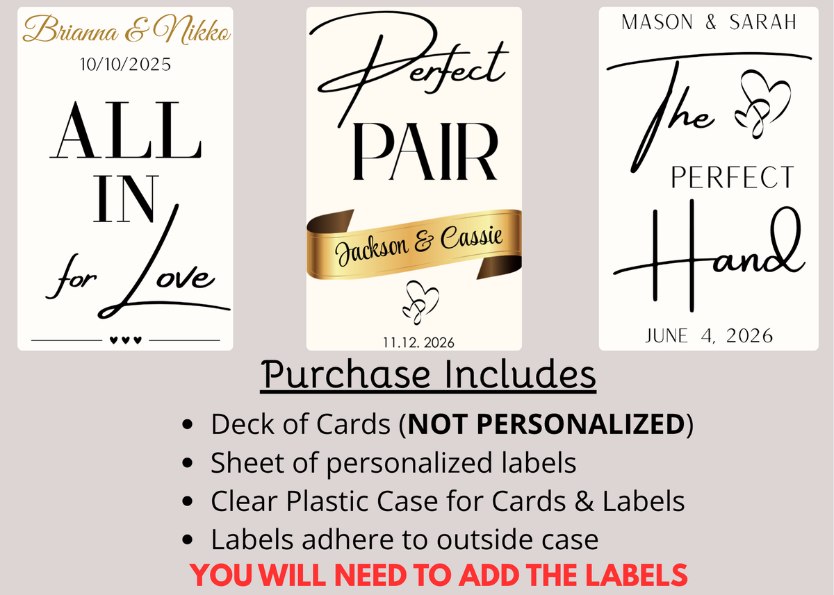 Wedding Reception Play Card Favors