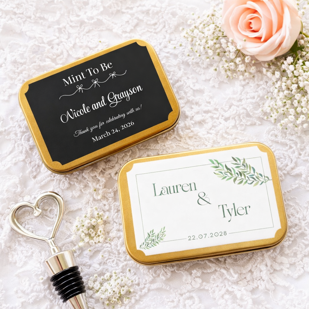 Gold Tin Container Wedding Favor
