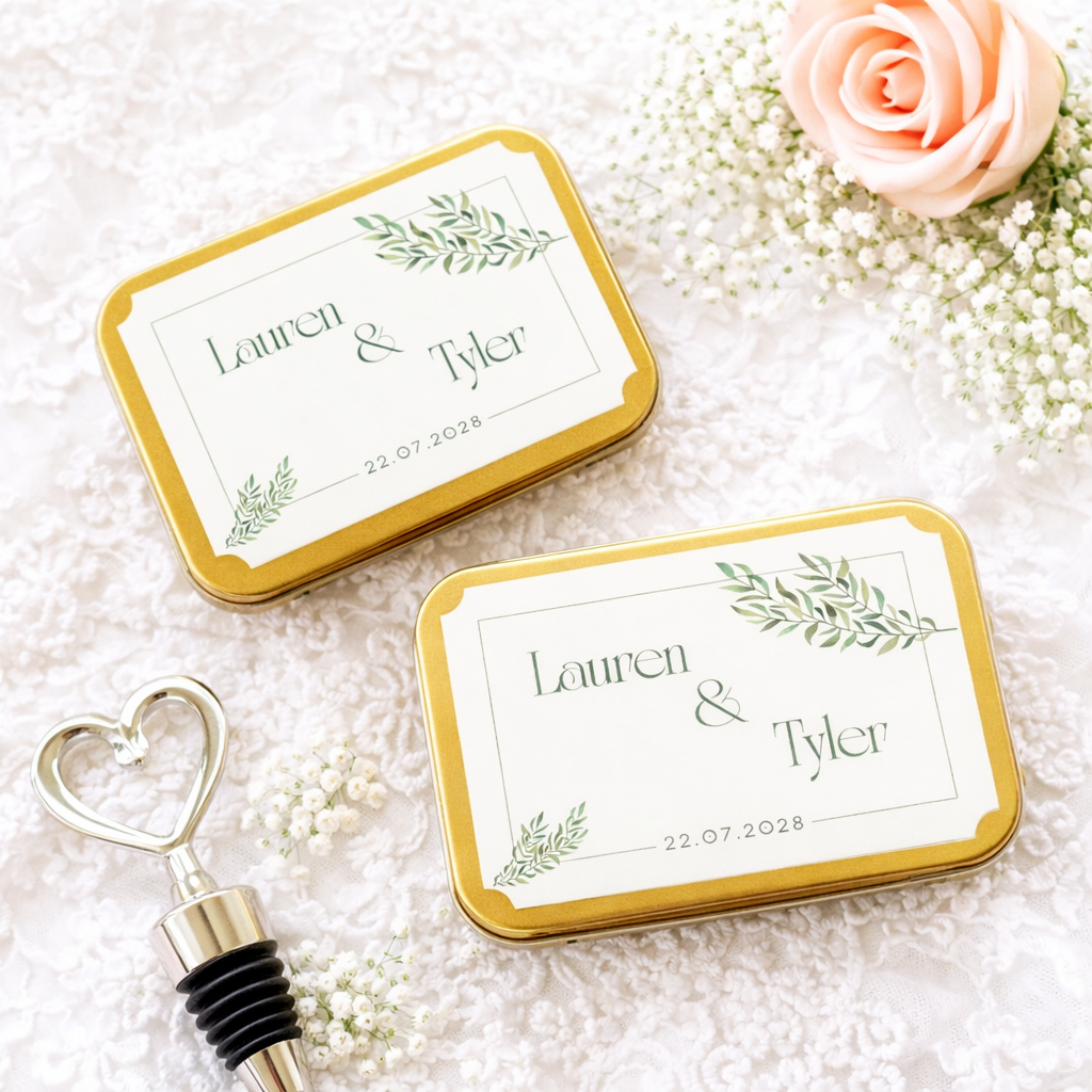 Gold Tin Wedding Favors
