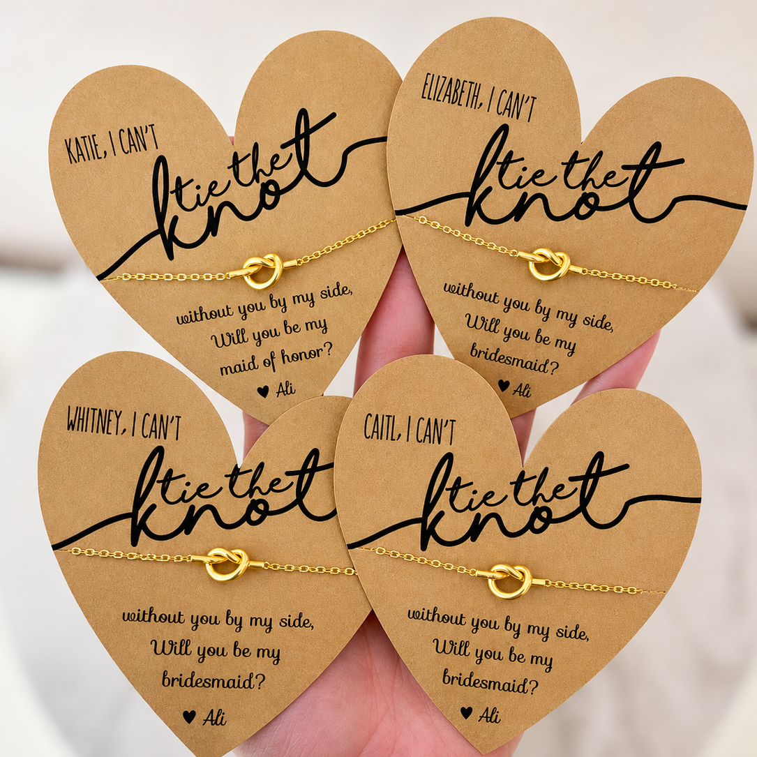 Bridal Party Gold Tie the Knot Necklace