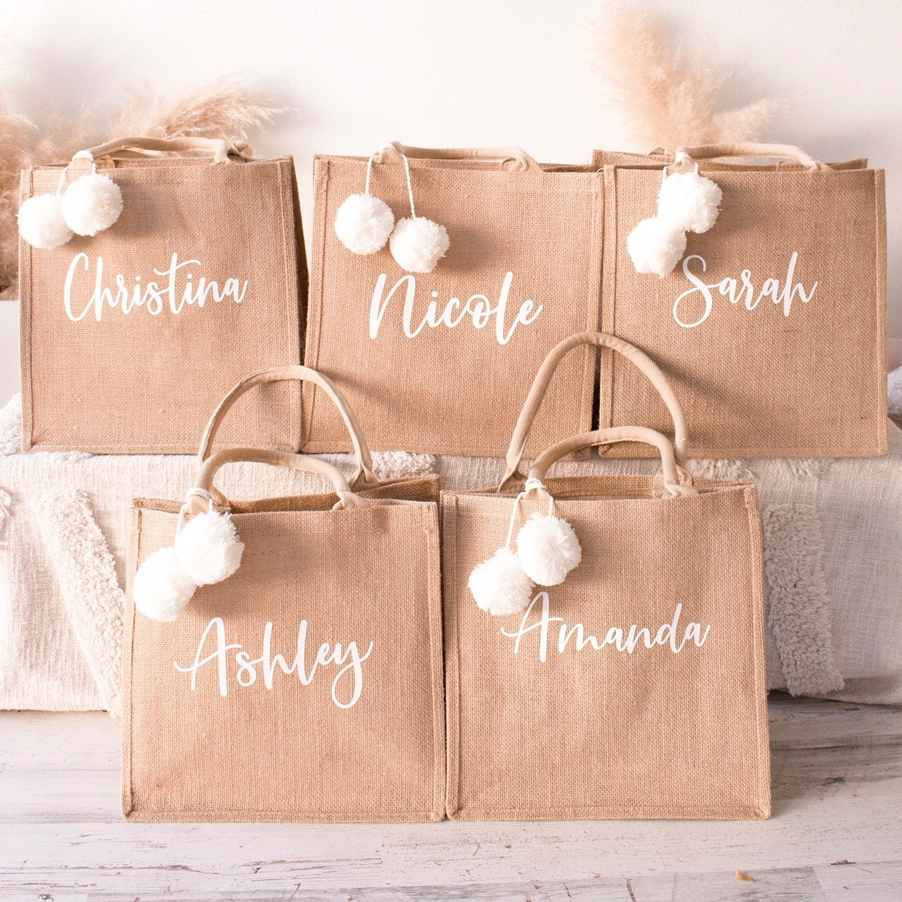 Wedding Personalized Bridesmaid Bags Personalized Burlap Tote Bag