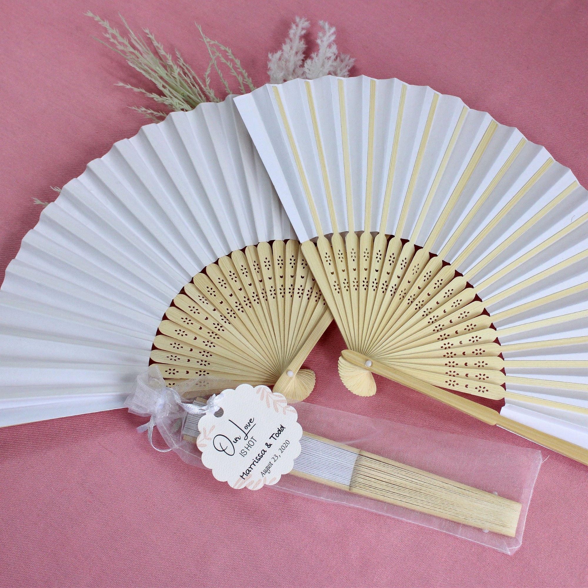 Personalized Colored Paper Fans for Wedding