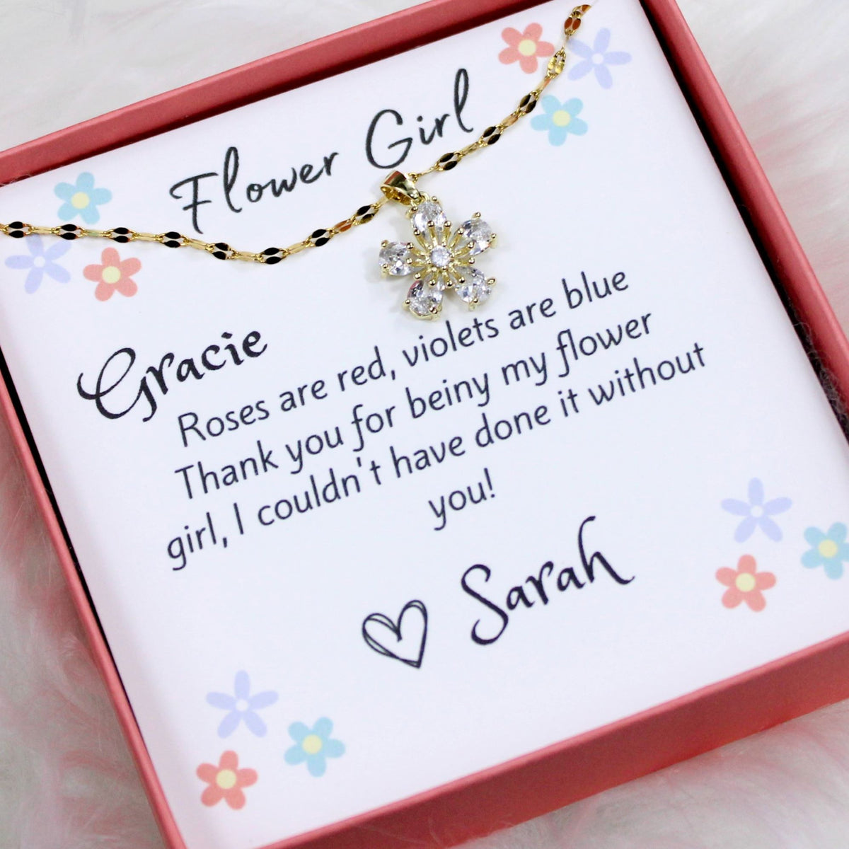 Flower Girl Petal Pendant Necklace