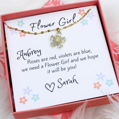 Flower Girl Petal Pendant Necklace