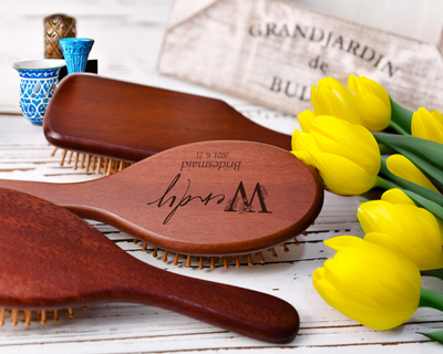 Personalized Wodden Bridesmaid Paddle Brush