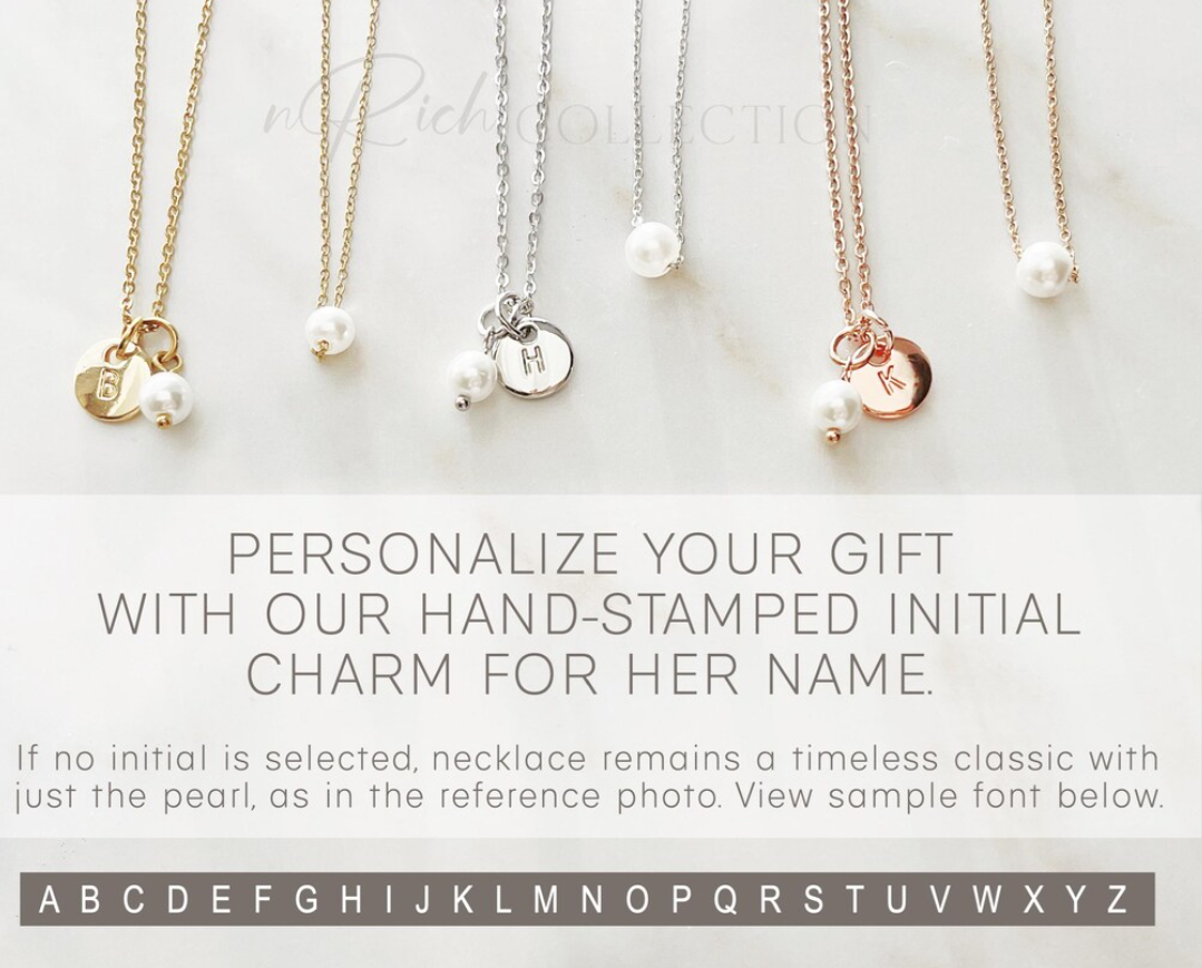 Bridal Party Pear Necklace with Initial