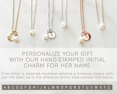 Bridal Party Pear Necklace with Initial