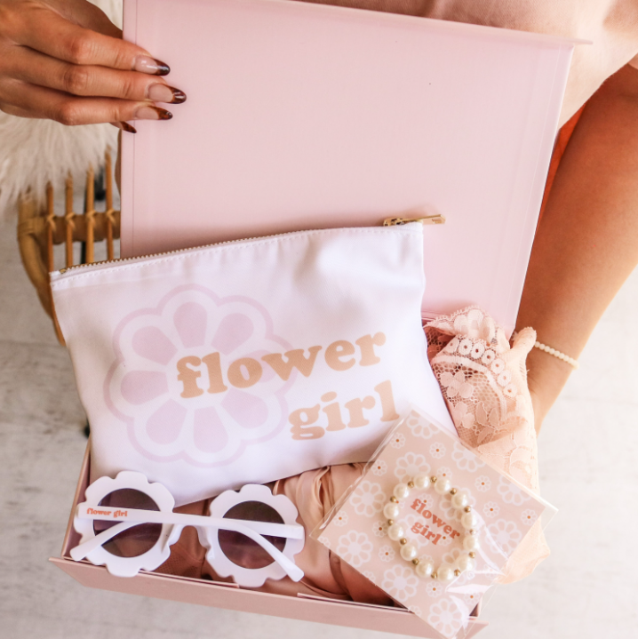 Matte Pink Flower Girl Gift Set