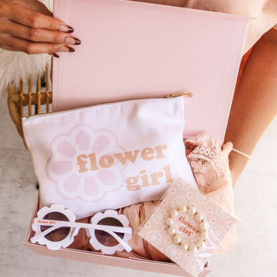 Matte Pink Flower Girl Gift Set