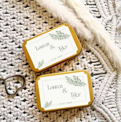 Gold Tin Wedding Favors
