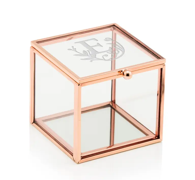 Rose Gold Glass Jewelry Box