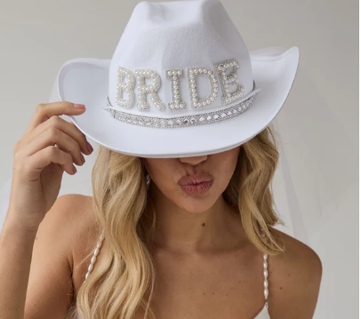 Bride Cowboy Hat with Tulle Veil