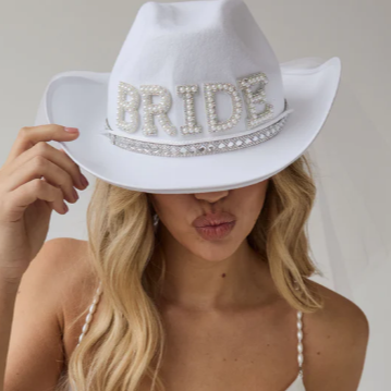 Bride Cowboy Hat with Tulle Veil