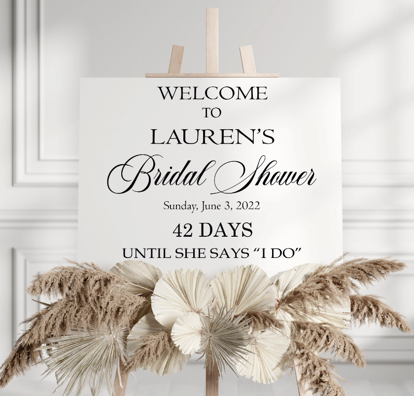Bridal Shower Count Down Welcome Sign