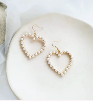 Statement Pearl Heart Earrings!