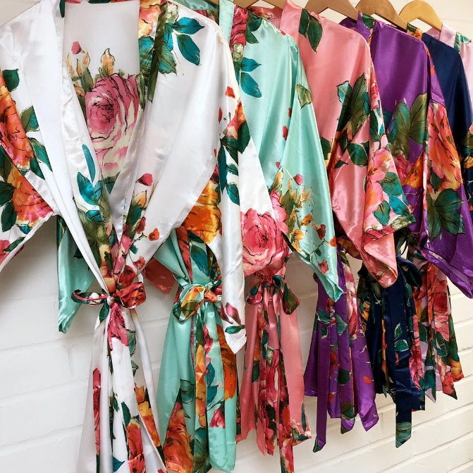 Floral Satin Bridesmaid Robes