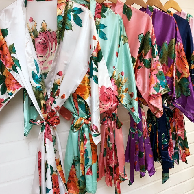Floral Satin Bridesmaid Robes Floral Satin Bridesmaid Robes