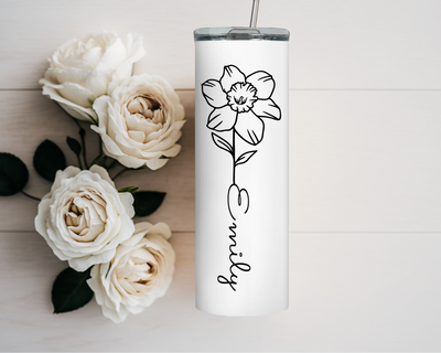 Simply Stated Birthday Flower Tumbler