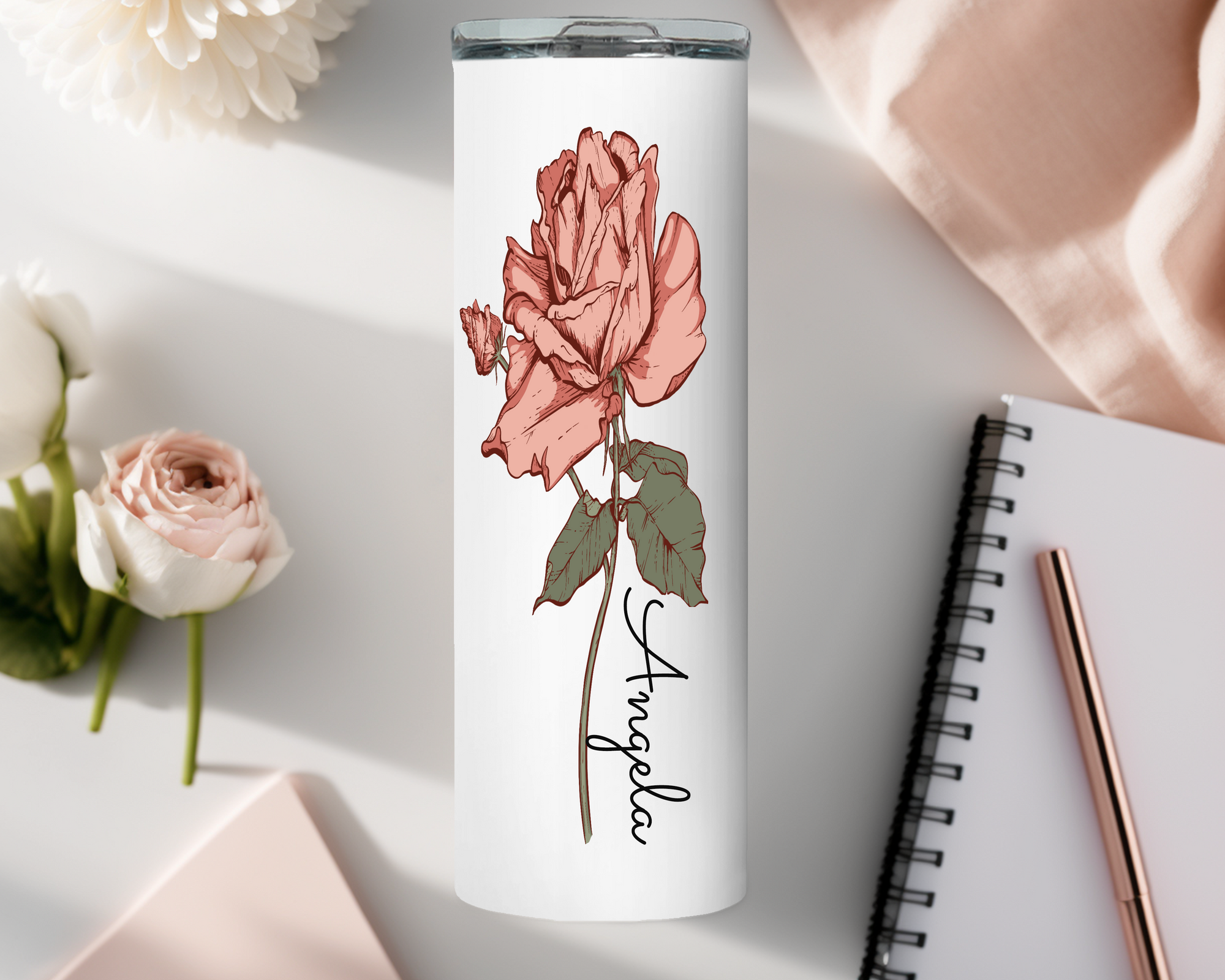 Simply Stated Birthday Flower Personalized Tumbler - Bridesmaid