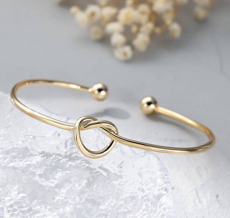 14K yellow gold high polish 3 knot bangle — Grinstein Jewelry & Design