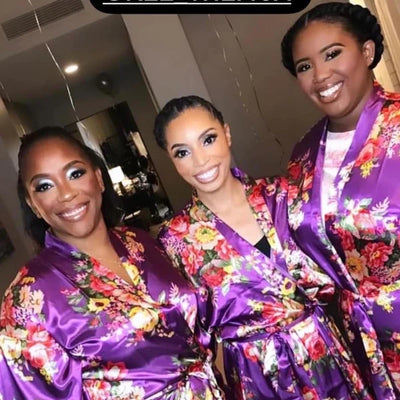 Silky Floral Satin Bridal Robe