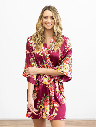 Silky Floral Satin Bridal Robe