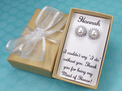 Timeless Bridesmaid Proposal Pearl Studded Earrings