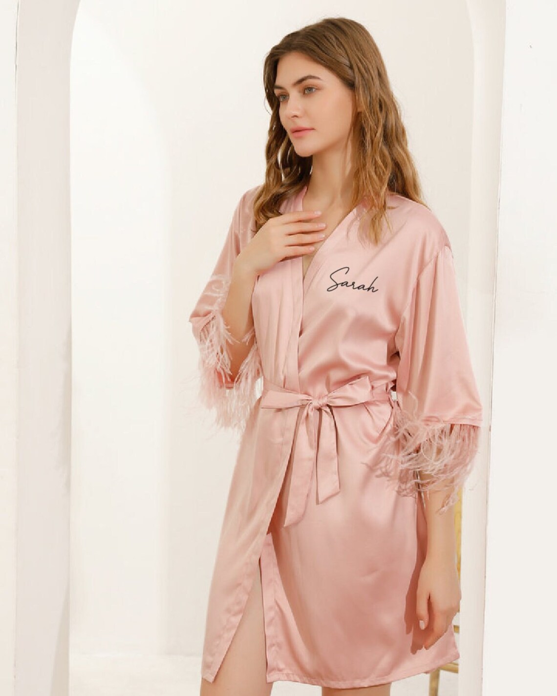 Bridesmaid Feather Sleeved Robe