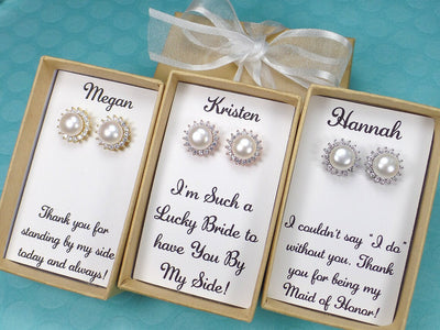 Timeless Bridesmaid Proposal Pearl Studded Earrings