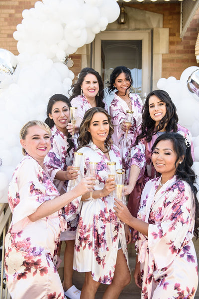 Silky Floral Satin Bridal Robe