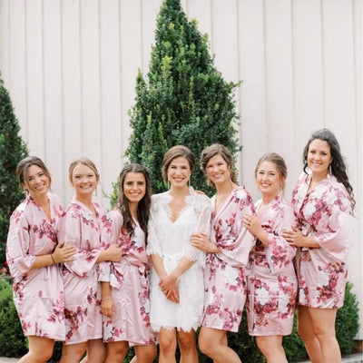 Silky Floral Satin Bridal Robe