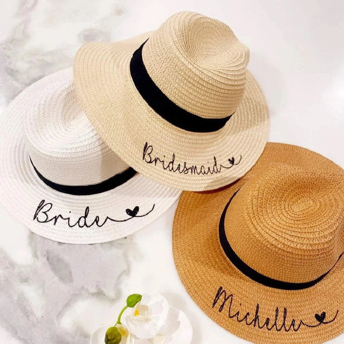 Personalized Bridesmaid Sun Hats