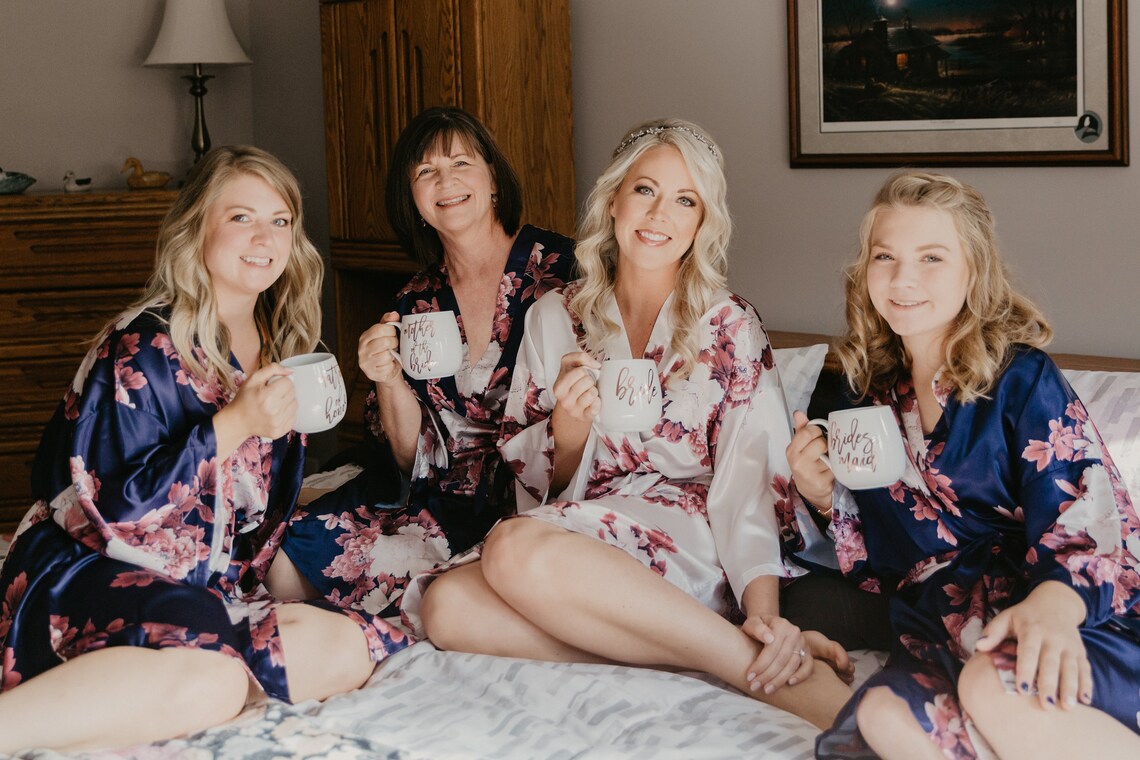 Silky Floral Satin Bridal Robe