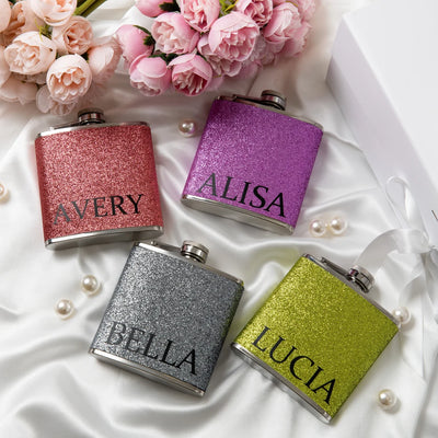 Personalized Glitter Bridal Party Flask