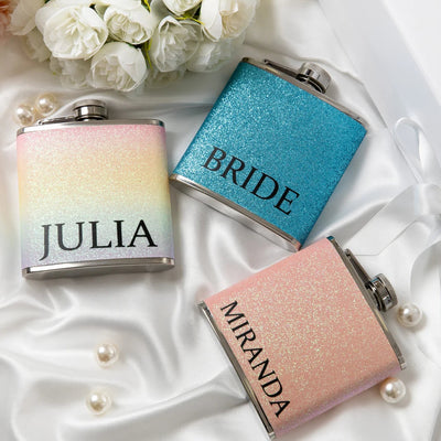 Personalized Glitter Bridal Party Flask