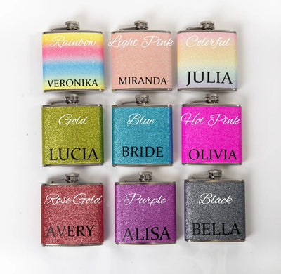 Personalized Glitter Bridal Party Flask