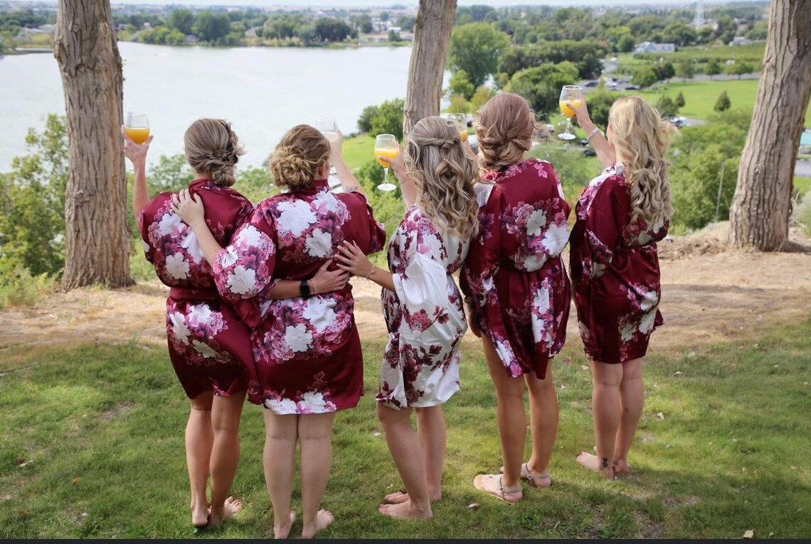 Silky Floral Satin Bridal Robe