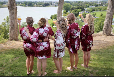 Silky Floral Satin Bridal Robe