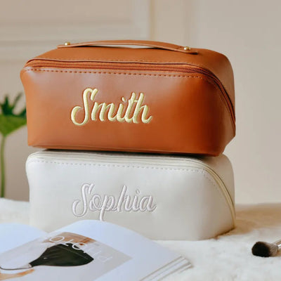 Embroidered PU Cosmetic Bag