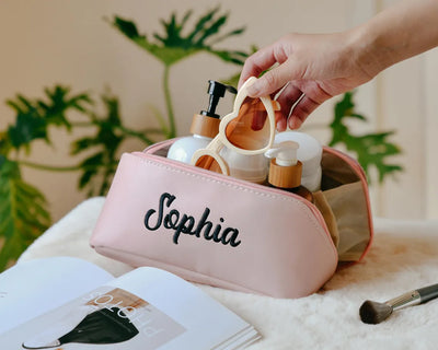 Embroidered PU Cosmetic Bag