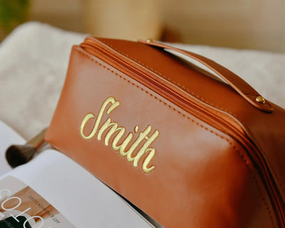 Embroidered PU Cosmetic Bag