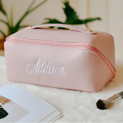Embroidered PU Cosmetic Bag