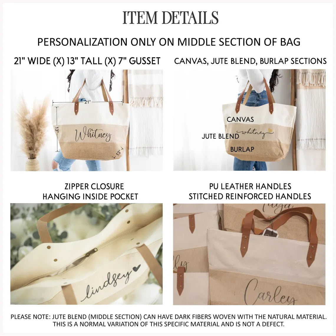 Canvas Jute Bridesmaid tote bag