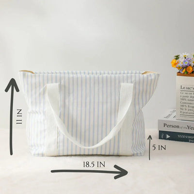 Embroidered Zip Top Tote Bag