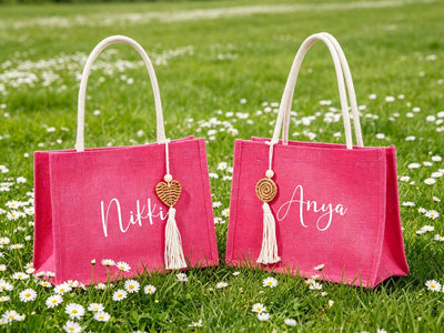 Hot Pink Bridesmaid Tote Bags